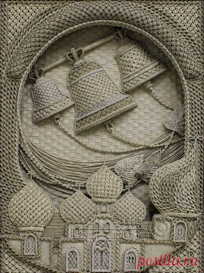 Православные иконы из льна Владимира Денщикова