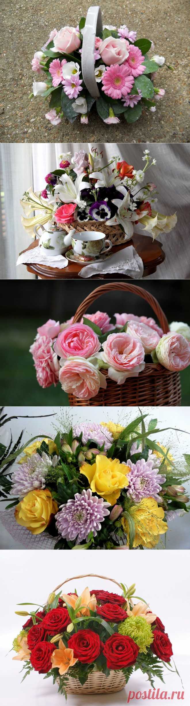 Прекрасный букеты в корзинах :))).
