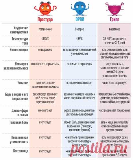 Простуда, грипп, ОРВИ в одной картинке