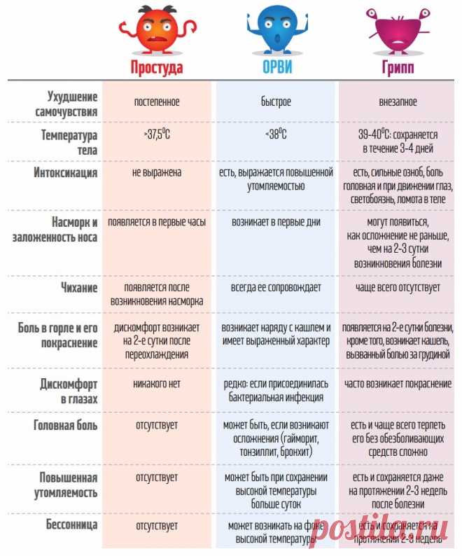 Простуда, грипп, ОРВИ в одной картинке