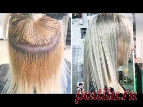 Окрашивание волос в блонд из желтого в ледяной холодный. How to get Icy Silver Blonde Hair Color.