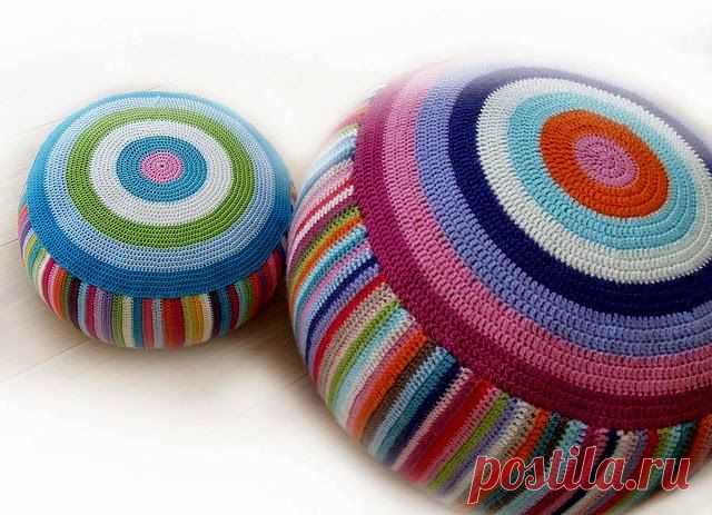 Вяжем для интерьера: "пуфы, табуретки, скамеечки"