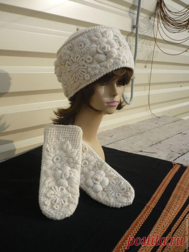 Вязаные комплекты из шапок и перчаток с вышивкой: великолепные идеи — Сделай сам, идеи для творчества - DIY Ideas