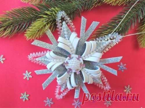 ​Красивая снежинка из фоамирана