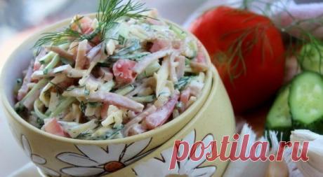 Салат из ветчины, помидоров, огурцов и сыра. Предлагаю вашему вниманию рецепт простого и вкусного ...