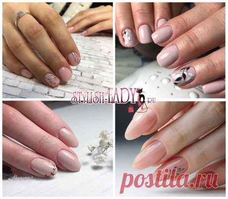 Бежевый маникюр с веточками - идеи с фото