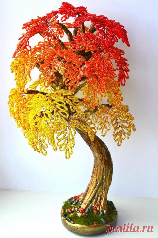 ДЕРЕВО ИЗ БИСЕРА «ЗОЛОТАЯ ОСЕНЬ» | Варварушка-Рукодельница