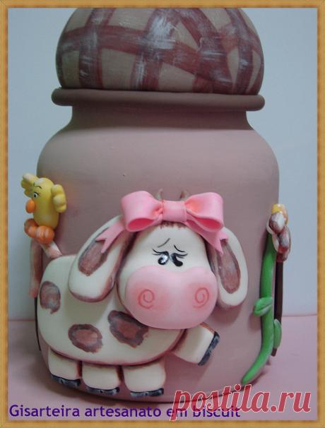 Холодный фарфор(бисквит)Украшение баночек.Журнал + идеи