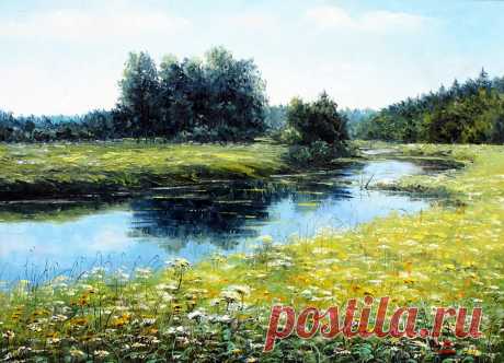 Край березовый, необъятный... Художник Синев Евгений.