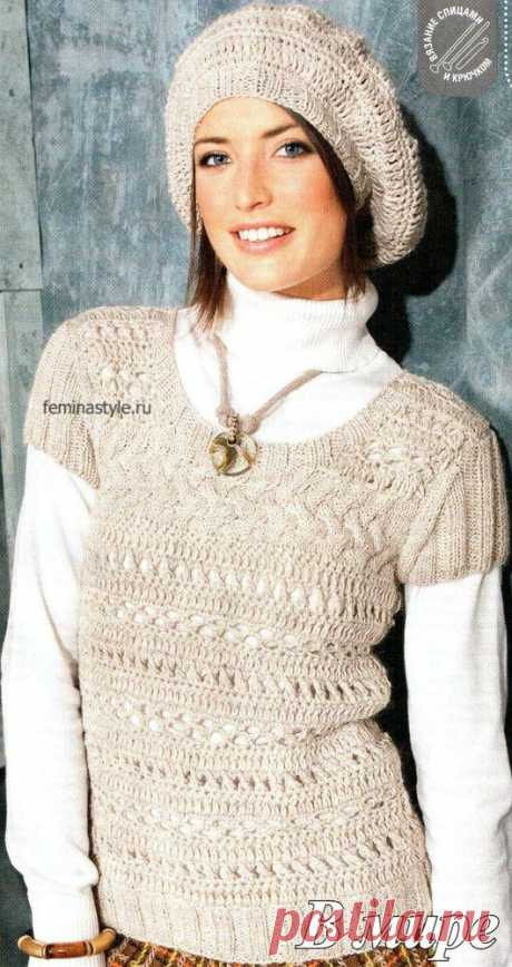 Пуловер и шапочка.