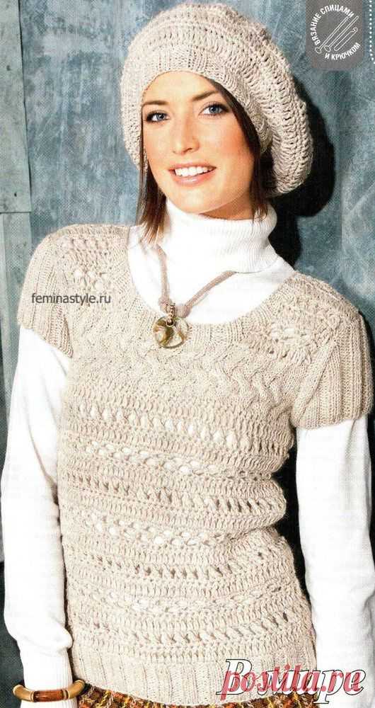 Пуловер и шапочка.