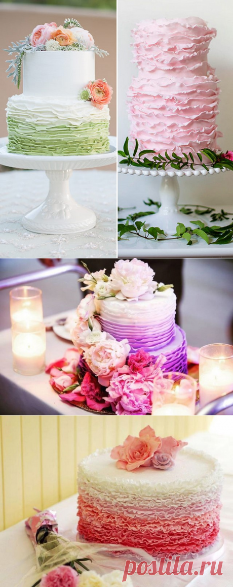 Красивые свадебные торты с рюшами и оборками