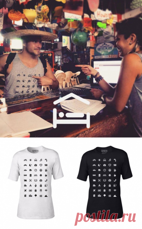 Футболка с иконками для путешествий / Рисунки и надписи