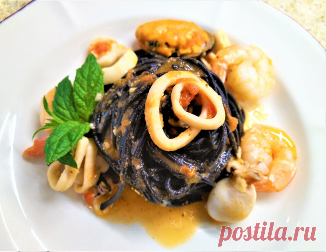Паста нери с морепродуктами | Поделки, рукоделки, рецепты | Яндекс Дзен