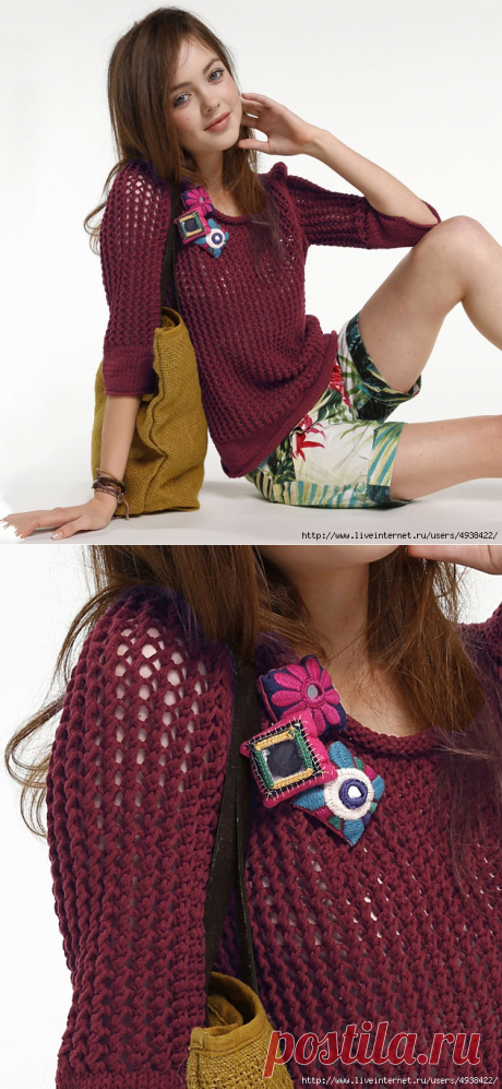 Вяжем пуловер спицами.