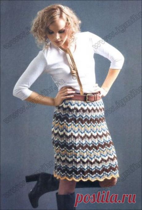 Юбка в полоску. Спицы