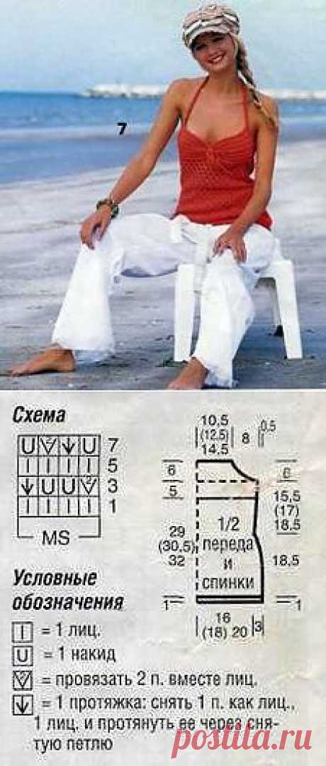 Вязаный коралловый топ размеры: 34/36 (38/40) 42/44 » Eajenshina.ru - самый популярный сайт среди женщин всех возрастов