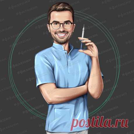 Шарж на заказ на тему профессии. Подарок мужчине от супруги. Заказать шарж и посмотреть другие идеи для сюжета можно по ссылке с картинки