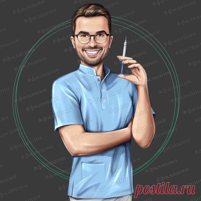 Шарж на заказ на тему профессии. Подарок мужчине от супруги. Заказать шарж и посмотреть другие идеи для сюжета можно по ссылке с картинки
