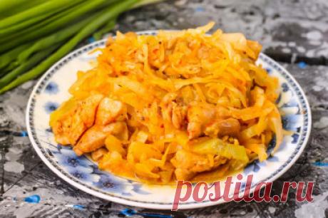 Тушеная капуста с курицей в мультиварке рецепт с фото пошагово - 1000.menu