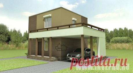 Проект двухэтажного дома из SIP панелей с плоской крышей - Хайтек К2-100 - Экодомстрой
