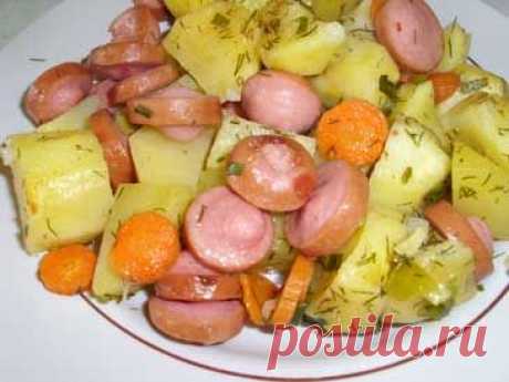 Запеченный картофель с сосисками. Готовим в микроволновке