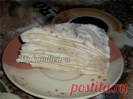 Блинный тортик | Диета Дюкана

Блины:
2 яйца,
2 ст. л. овсяных отрубей,
2 ст. л. пшеничных отрубей,
½ ч. л. соли,
½ ч. л. соды,
100 г молока,
50 г кефира (сах.зам. по желанию).

Все тщательно перемешать, дать постоять 20мин. и выпекать. Из этого количества получилось 10 шт.

Крем:
100 г творога,
50 г кефира (натур.йогурта),
сахзам.