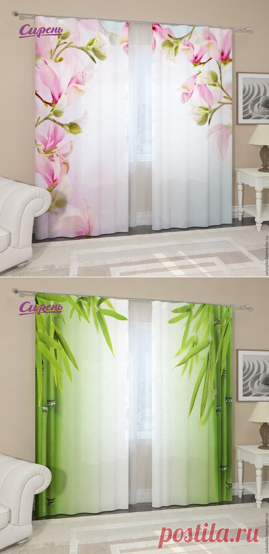 Фотошторы из габардина (портьерная ткань, хорошо пропускает свет, по структуре напоминает хлопок, не прозрачная). Состоят из двух полотен. Краски не выцветают при стирке и не выгорают на солнце.