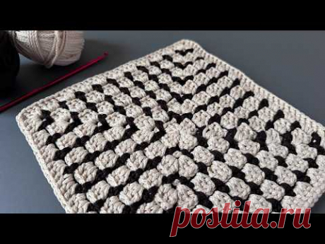 Шикарный квадратный мотив крючком для пледа подушек покрывала🔥Вязание крючком
