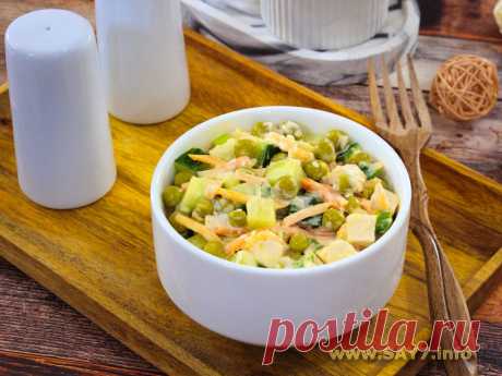 Салат с копченой курицей, горошком и морковкой по-корейски. Салат с копченой курицей, горошком и морковкой по-корейски