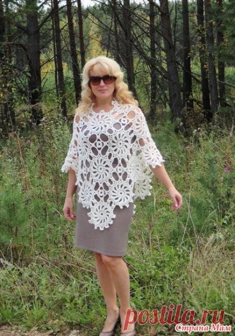 . Белое пончо мотивами. - Все в ажуре... (вязание крючком) - Страна Мам