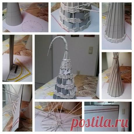 Плетеная елка из бумажных трубочек. Шпаргалка | oblacco