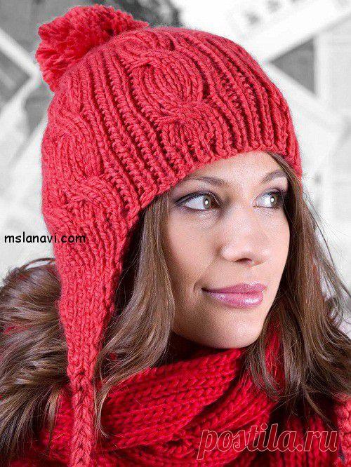 Вязаные женские шапки с ушками или завязками | Вяжем с Lana Vi