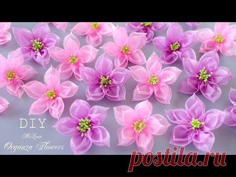ЦВЕТЫ ИЗ ОРГАНЗЫ, МК / DIY Organza Flowers
