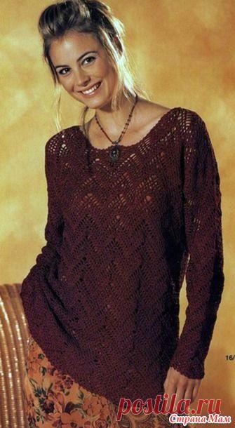 Свободный пуловер крючком. - ВЯЗАНАЯ МОДА+ ДЛЯ НЕМОДЕЛЬНЫХ ДАМ - Страна Мам