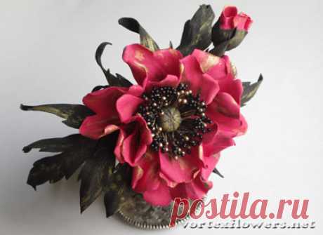 Мак из фоамирана &quot;Новогодний&quot;. Часть 1 | Vortex Flowers