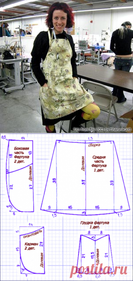 Как сшить фартук. Еще одна выкройка фартука. | Иллюстрированные уроки по кройке и шитью. Выкройки для кухни. Построение выкройки фартука, фартук своими руками.
