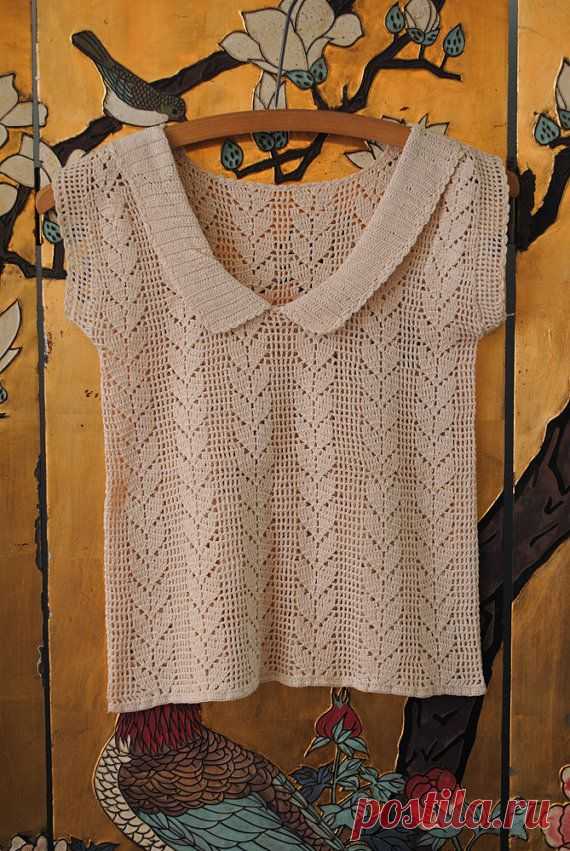 Vintage Crochet Bubikragen Top  Extra klein / Petite von LunaMarket