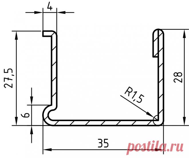 Армирующий профиль 35х28 с усилением (Rehau 506) – Оконный профиль Рехау