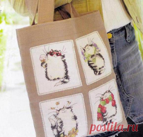 Маленькие схемы вышивки котов.