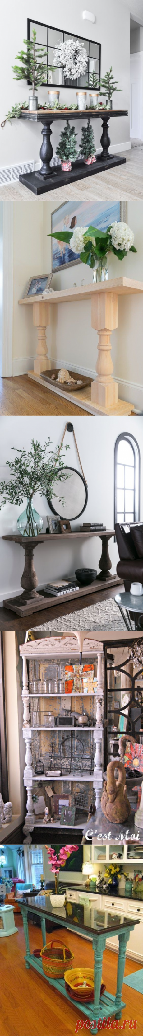 Создавайте шикарные подставки и этажерки - своими руками, из деревянных балясин или фигурных ножек для стола! Идеи декора! | Юлия Жданова | Яндекс Дзен