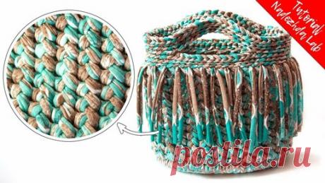 Pattern Lab | Стильная Сумка-корзина из трикотажной пряжи с бахромой. Вязание крючком