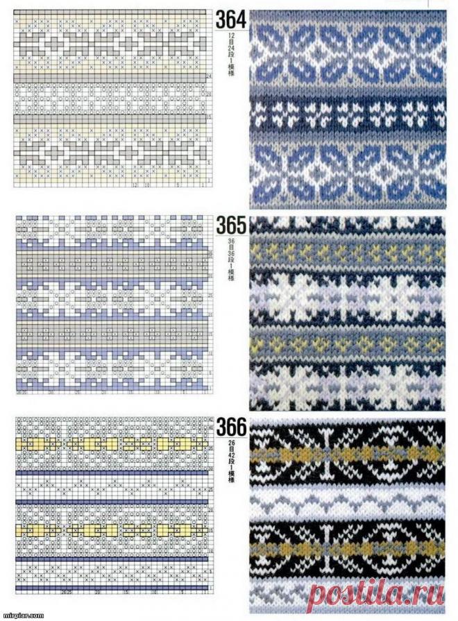 Жаккардовые узоры /  спицами / Вязание для женщин спицами. Схемы