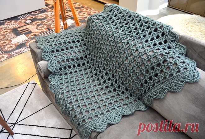Простой и красивый ажурный плед крюком — Сделай сам, идеи для творчества - DIY Ideas