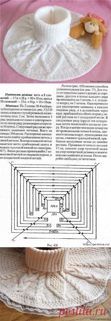 Как связать манишку спицами