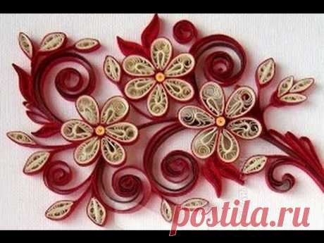New : Art &amp; Craft How to make Beautiful Quilling Red/IW White Flower design -Paper Art Quilling