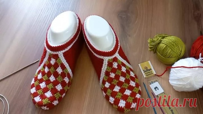 Тапочки спицами♥️ краткое описание 🧶раз.37_38
