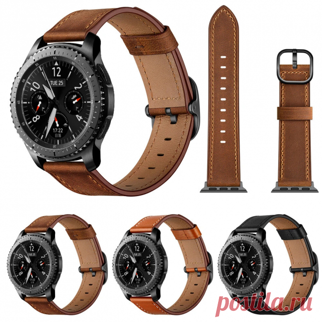 Bakeey 22mm 360 Genuine Leather Replacement Strap Smart Watch Band for Samsung G - US$13.99