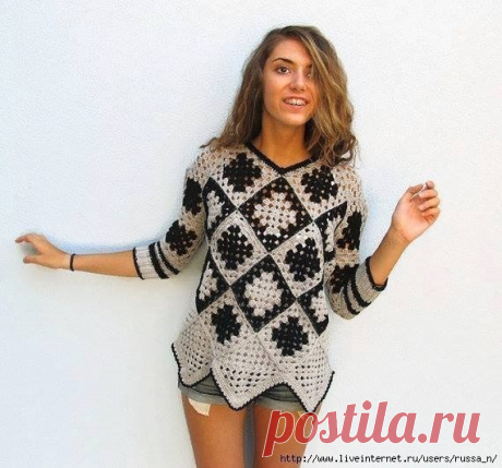 Туники из мотивов Туники из мотивовВ основе лежит простейший бабушкин квадрат.Подбирайте интересные варианты сочетания цветов.