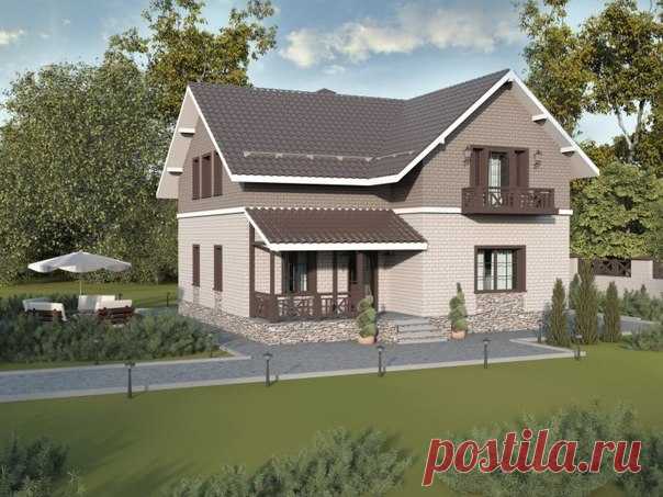 Эскиз проекта загородного дома Площадь дома:130.48 м² Габариты дома:10,5x9.96* м (без крыльца) Площадь застройки:111.5 м² Высота в коньке:7.43 м (от уровня пола первого этажа). Высота цоколя 0.6 м. Фундаменты - ленточный сборно-монолитный.  Цоколь - облицовка керамогранитной плиткой. Наружные стены - блоки ячеистого бетона В3,5 D600 толщиной 400 мм. с обкладкой с наружной стороны облицовочным керамическим кирпичом. (блоки ячеистого бетона могут быть заменены на любой другой строительный…